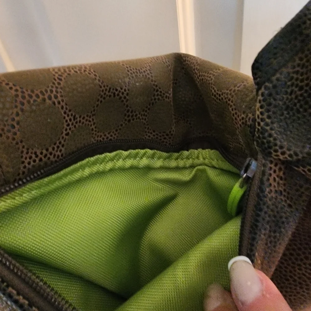 Haiku Messenger Bag Crossbody Brown Leather Lime Interior Ecofriendly Office